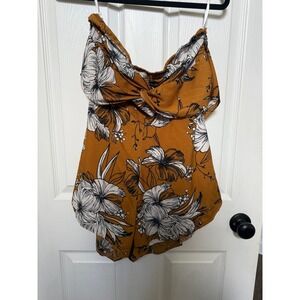 Mustard Floral Wrap-Front Romper
